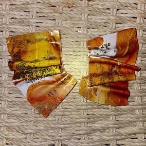 Artistic Yellow and Orange Earrings